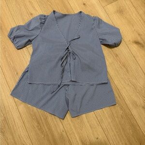 SHEIN Blue and White Checkered Dress